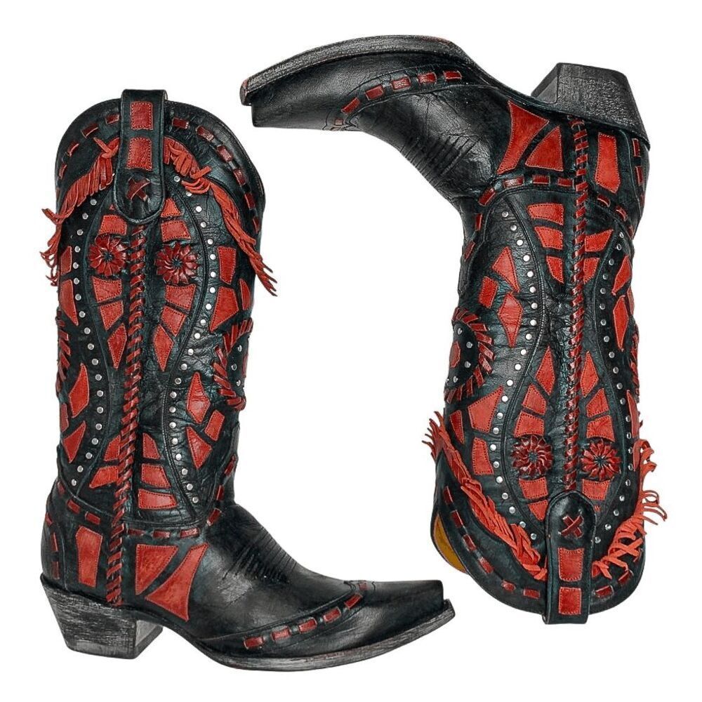 Old Gringo Rarames 13" High Calf Western Cowgirl Tall Red Fringe Boots Size 7.5 - Picture 7 of 10